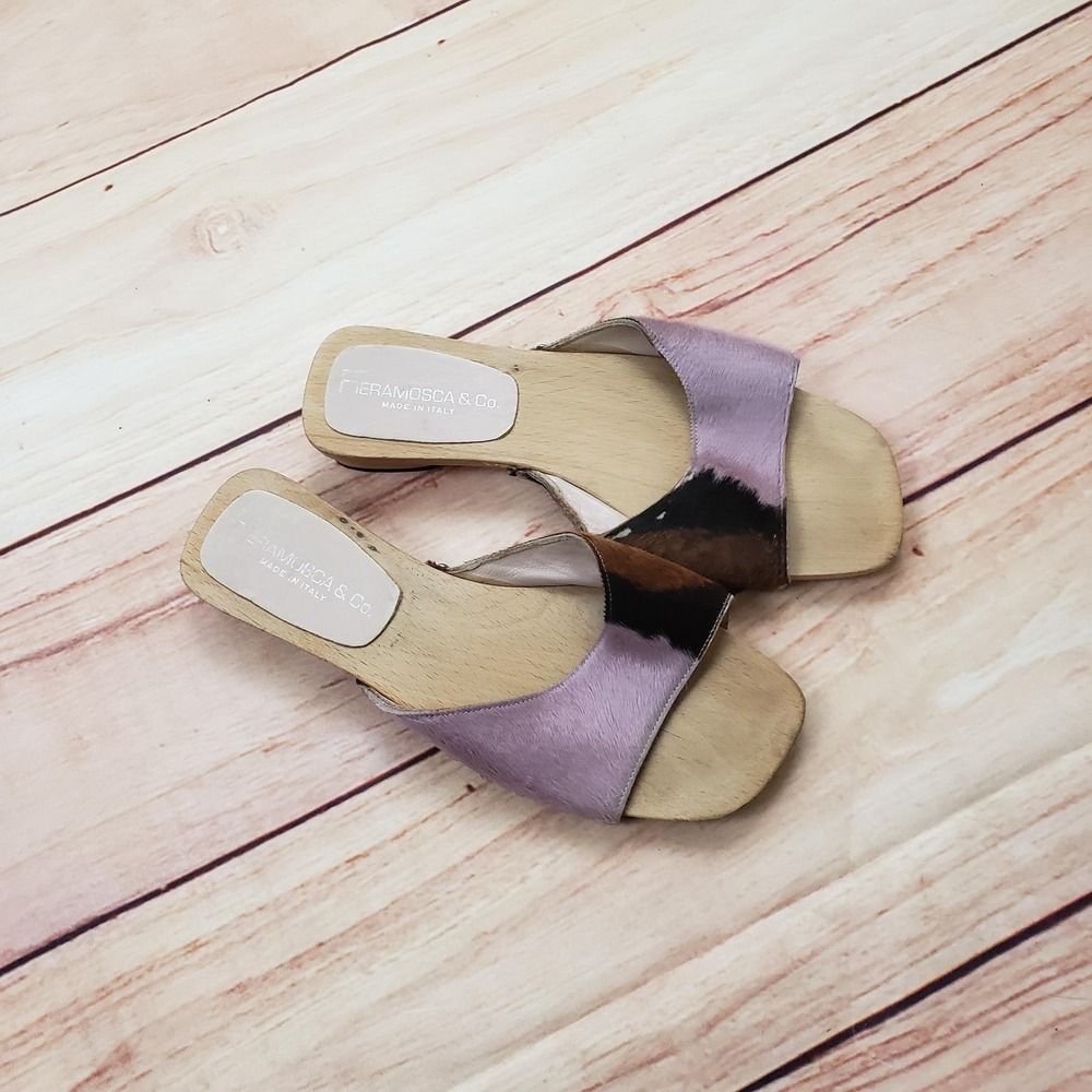 Feramosca & Co Shoes Womens Size 7 Multicolor Leather Slide Sandals Made Italy